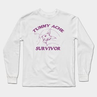 Tummy Ache Survivor T Shirt, Tummy Ache Tee, Meme T Shirt, Vintage Cartoon T Shirt, Aesthetic Tee, Unisex Long Sleeve T-Shirt